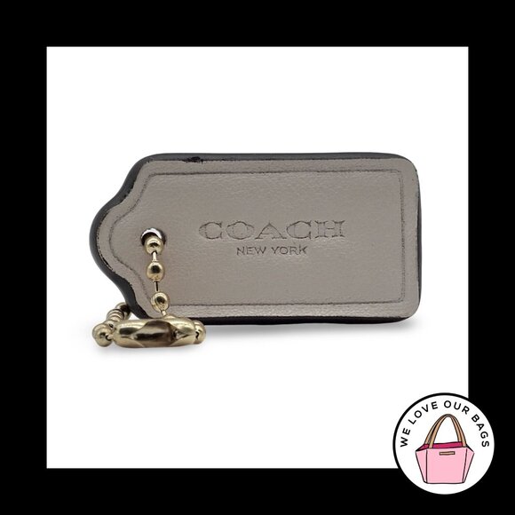 1.5 Small COACH Chalk White Smooth Leather Brass Fob Bag Charm Keychain Hang Tag - Picture 1 of 1